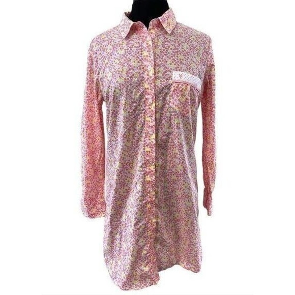 Victoria's Secret Other - Victorias Secret Night Shirt Womens Medium Pink Floral Cottagecore Sleep Shirt